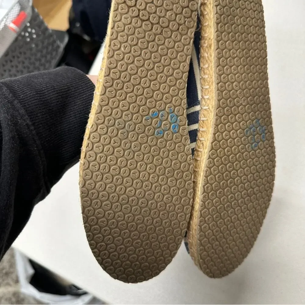 Yaya’s Blue Striped Canvas Espadrille Slip On Flats Shoes Womens 8.5 Beachy